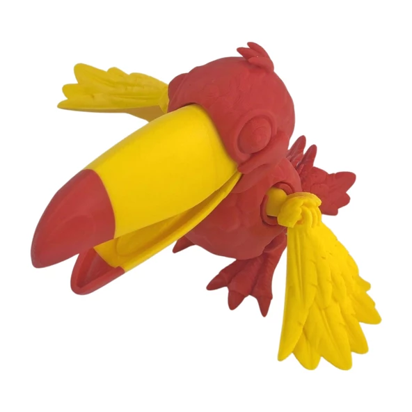 3D Hareketli Tukan Kuşu Figürlü Oyuncak - Sarı/Kırmızı - Resim 3