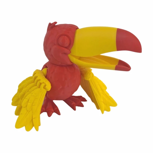 3D Hareketli Tukan Kuşu Figürlü Oyuncak - Sarı/Kırmızı - Resim 2