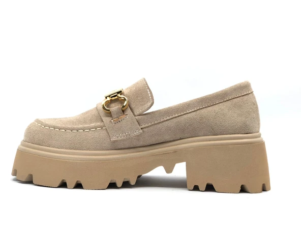 Feles Sarı Toka Detaylı Oxford Günlük Loafer Kadın Ayakkabı - Resim 10