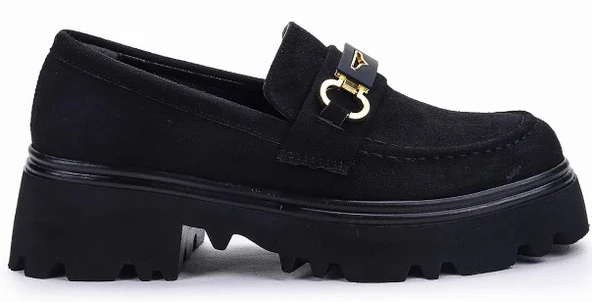 Feles Sarı Toka Detaylı Oxford Günlük Loafer Kadın Ayakkabı - Resim 4