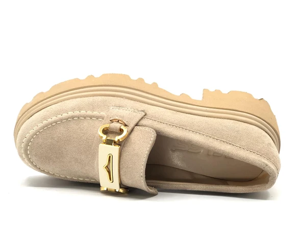 Feles Sarı Toka Detaylı Oxford Günlük Loafer Kadın Ayakkabı - Resim 11