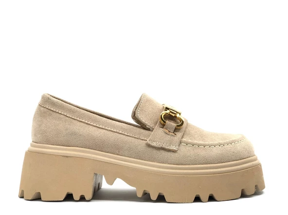 Feles Sarı Toka Detaylı Oxford Günlük Loafer Kadın Ayakkabı - 8