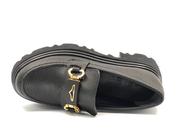 Feles Sarı Toka Detaylı Oxford Günlük Loafer Kadın Ayakkabı - Resim 6