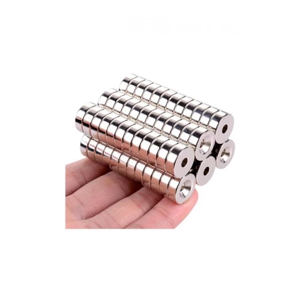 25x10/5x5.5 mm Havşa Delikli Neodyum Mıknatıs - Güçlü N35 Nikel Kaplama Magnet - 4