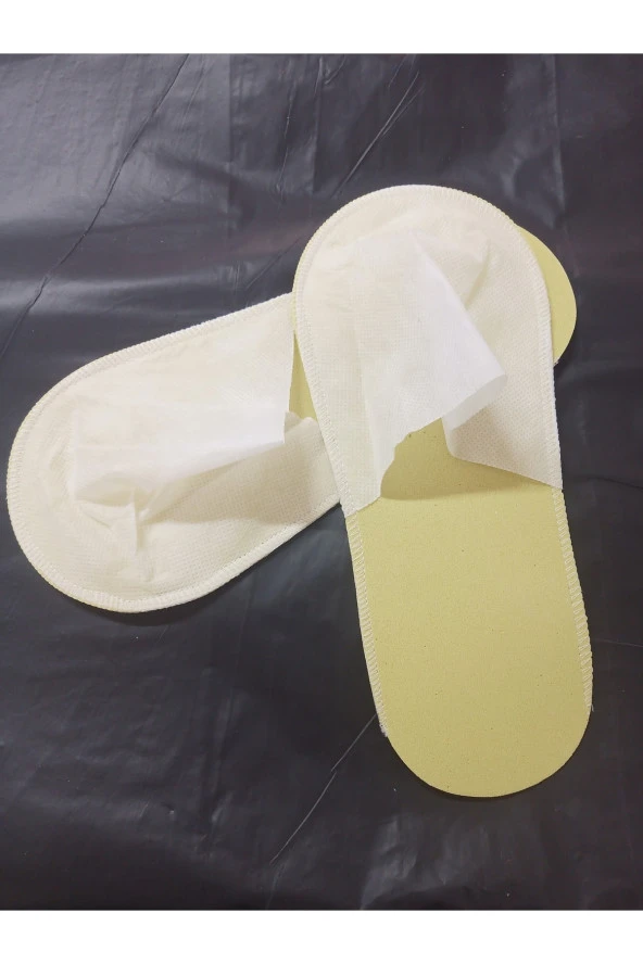 100 Çift Overlok Otel Terlik Sarı Taban ürün görseli 1