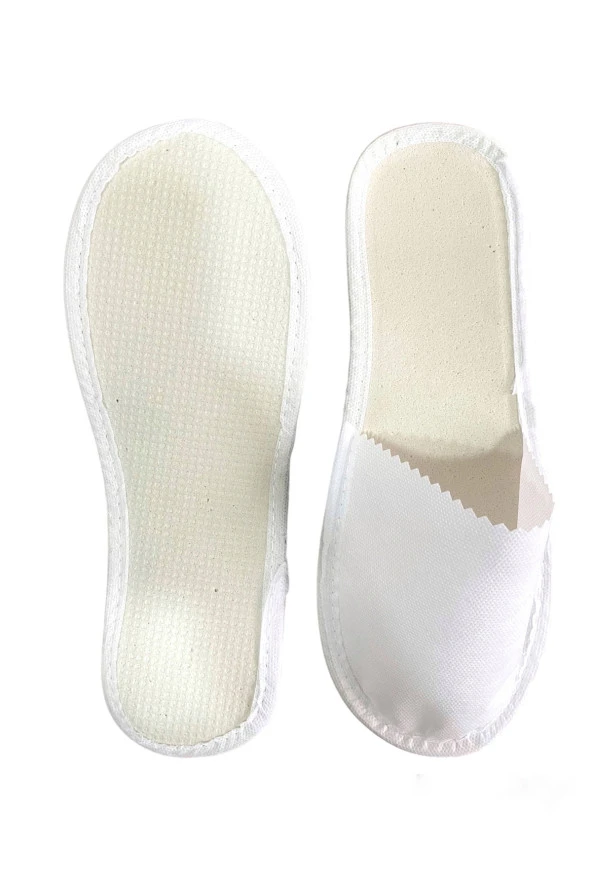 1000 Çift Çevresi Biyeli Beyaz Tela Otel Terliği Tek Kullanımlık Biyeli Tela Otel Terliği - Resim 2