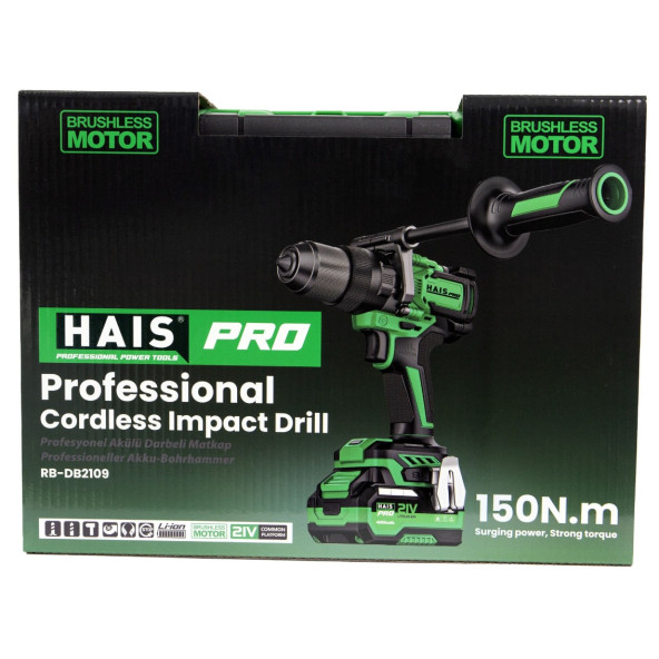 Haispro RB-DB2109 Profesyonel Darbeli Vidalama Matkap 21 V 4.0 Ah Çift Akülü - 5
