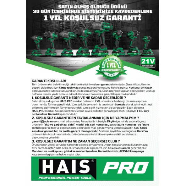 Haispro RB-DB2109 Profesyonel Darbeli Vidalama Matkap 21 V 4.0 Ah Çift Akülü - 8