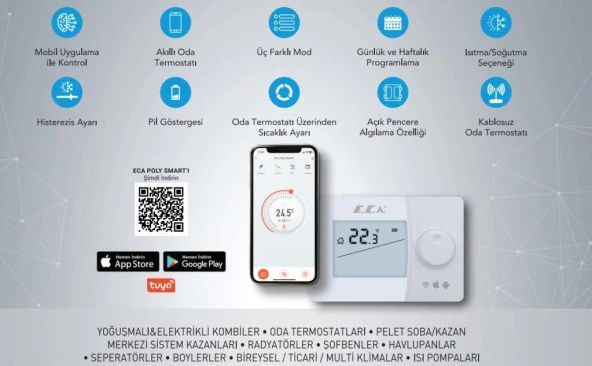 Eca Poly Smart Wi-Fi Akıllı Kablosuz Oda Termostatı - 2