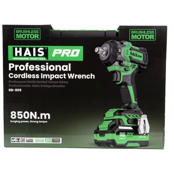 Haispro RB-809 Profesyonel Darbeli Somun Sıkma 850 Nm 21 V 4.0 Ah - 4