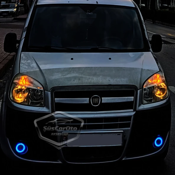 Fiat Doblo D2 2005-2010 Uyumlu Üniversal Mercekli Angel Sis Farı Metal Su Geçirmez 76 mm Mavi Halkalı Gündüz Farı Angel Eyes 2 Adet - 5