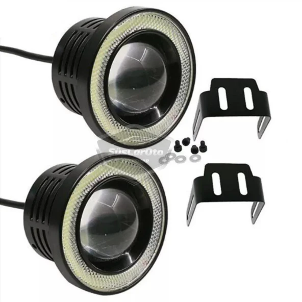 Fiat Doblo D2 2005-2010 Uyumlu Üniversal Mercekli Angel Sis Farı Metal Su Geçirmez 76 mm Turuncu Halkalı Gündüz Farı Angel Eyes 2 Adet - 9