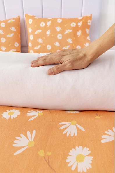 Rivaİstanbul Turuncu Papatya Çift Kişilik Nevresim Takımı Pamuklu - Resim 5