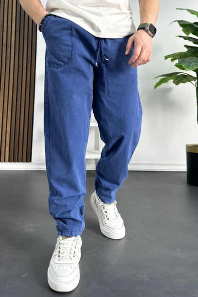 Erkek Baggy Kalıp Pantolon Mavi Edw130 - 1