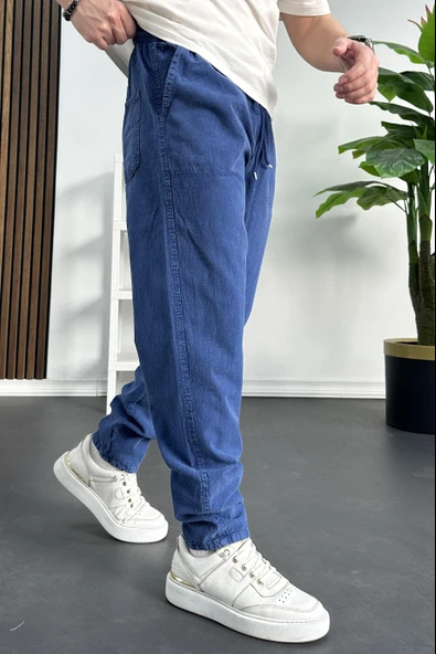 Erkek Baggy Kalıp Pantolon Mavi Edw130 - 2