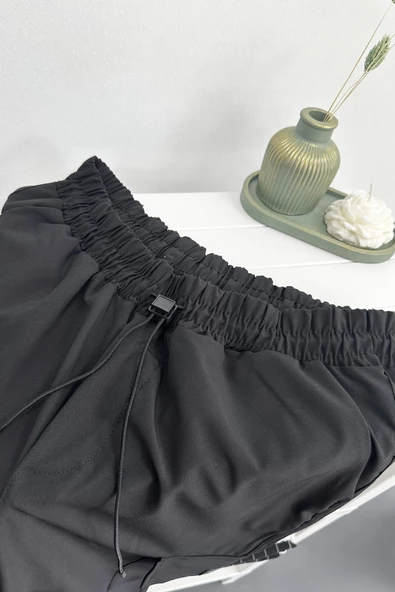 Erkek Stoperli Rahat Kesim Kargo Pantolon Pantolon Siyah Edw144 - 4