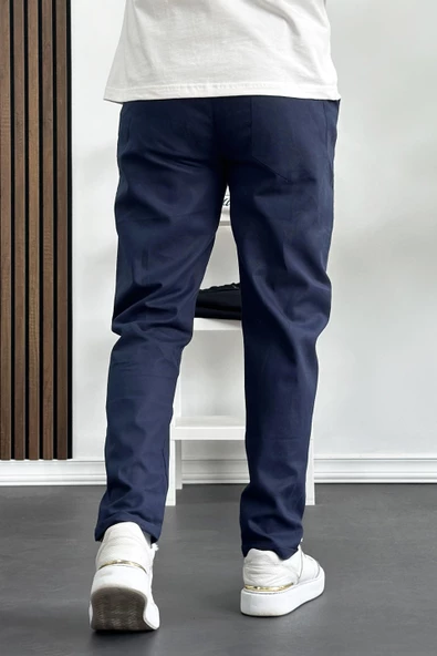 Erkek Slim Fit İnce Keten Pantolon Lacivert Edw114 - 3