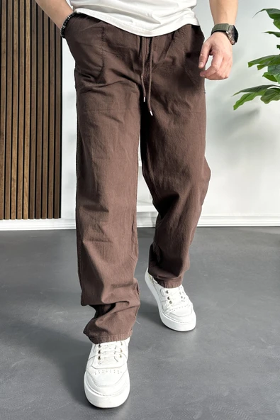 Erkek Baggy Kalıp Pantolon Kahverengi Edw130 ürün görseli