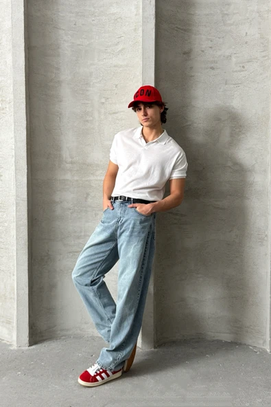 Erkek Oversize Pamuklu Polo Yaka Triko T-Shirt - 10