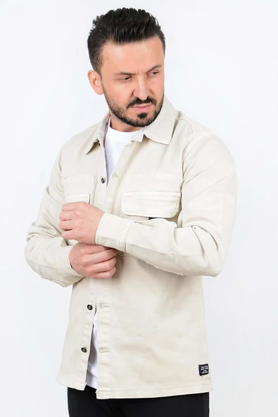 Erkek Slim Fit Sahte Cepli Kot Ceket CNS01 - 4