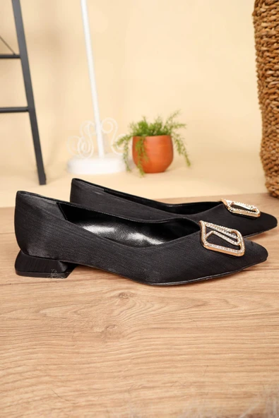 Feles Toka Detaylı Saten Kadın Babet - Resim 8