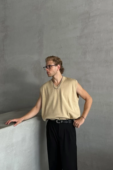 Erkek V Yaka Oversize Süveter - 12