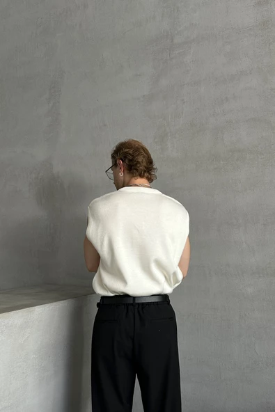 Erkek V Yaka Oversize Süveter - 4