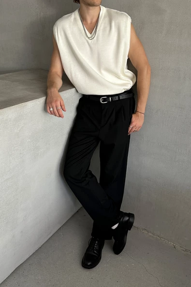 Erkek V Yaka Oversize Süveter - 2