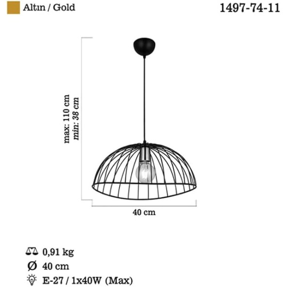 Lucea Noma 40 Lık Tekli Syh/Alt 1Xe27 - 6