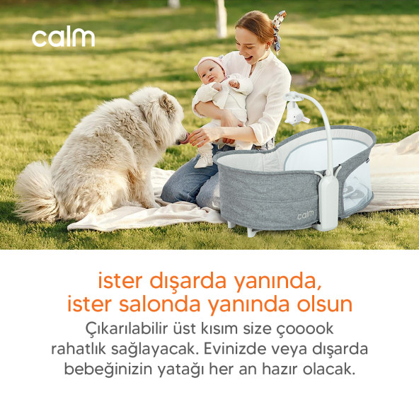 Huggy Calm All in One Çift Yönlü Bluetooth Müzikli Ana Kucağına Dönüşebilen Otomatik Sallanabilir Beşik - 4