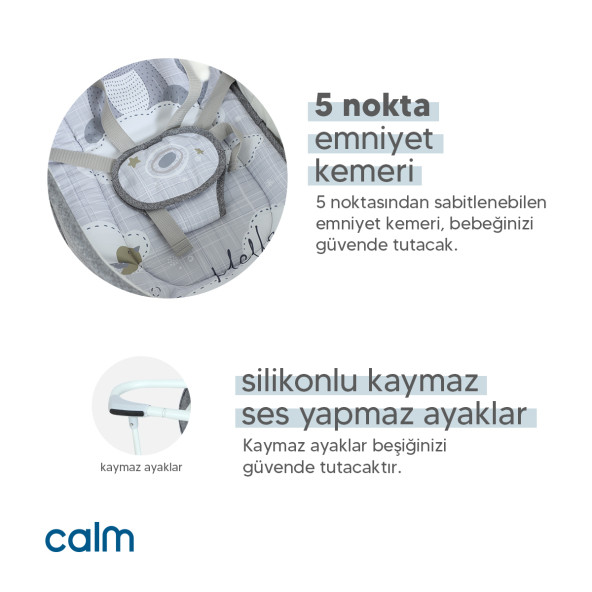 Huggy Calm All in One Çift Yönlü Bluetooth Müzikli Ana Kucağına Dönüşebilen Otomatik Sallanabilir Beşik - 9