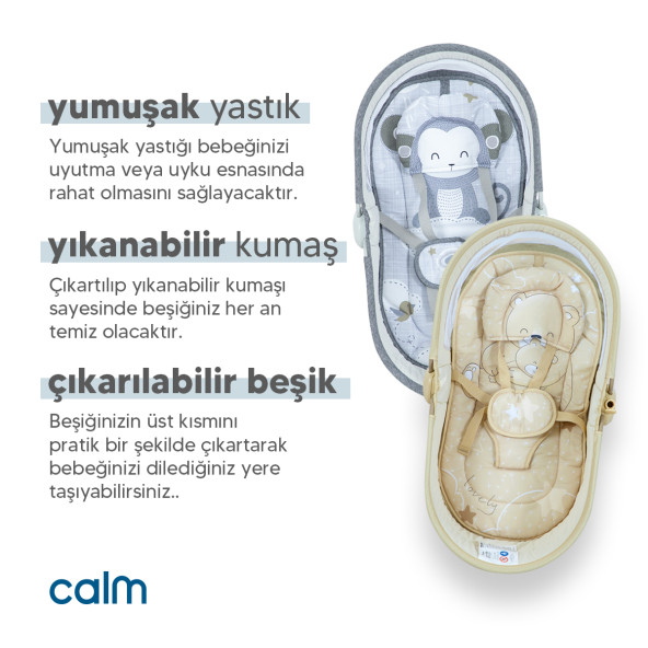 Huggy Calm All in One Çift Yönlü Bluetooth Müzikli Ana Kucağına Dönüşebilen Otomatik Sallanabilir Beşik - 10