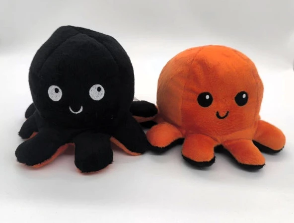 62054 Mood Değiştiren Peluş Ahtapot 20 cm. SİYAH - TURUNCU
