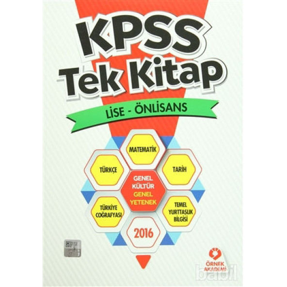 KPSS Tek Kitap Lise - Ön lisans 2016 Genel Kültür - Genel Yetenek