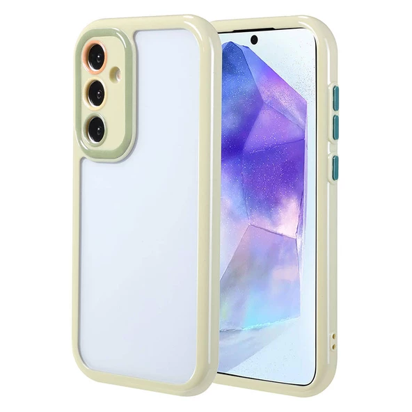 Samsung Galaxy A55 Kılıf Kamera Korumalı Renkli Kenar ve Çerçeve Tasarımlı Vitamin Kapak - 4