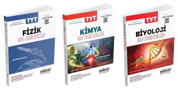 Miray 2025 Tyt Fizik + Kimya + Biyoloji Deneme Seti 3 Kitap