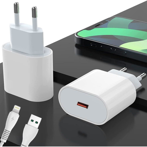 Jnuobi JC25 25w TYPE-C den Lightning Dönüşümlü Hızlı Şarj Adaptörü 3 A-5V / 2.22A-9V / 12v-1.5A - 3