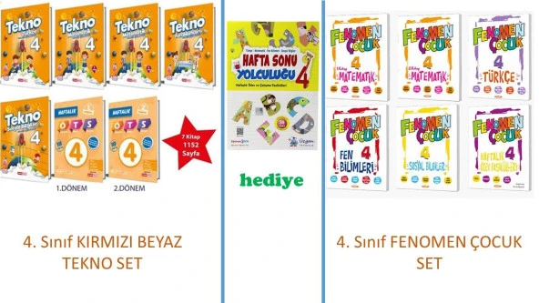 Fenomen Çocuk 4. Sınıf Set 6 Kitap + Kırmızı Beyaz Tekno 4. Sınıf Tekno Set  Üçgen Haftasonu Yolculuğu 4