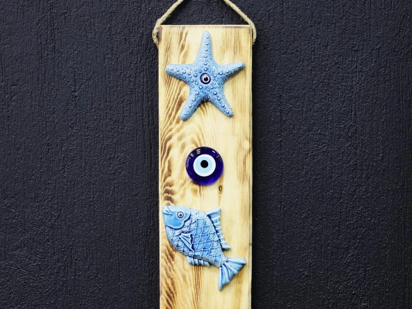 Tardan El Yapımı Ahşap-Seramik Anahtar Askısı Dikey - 4