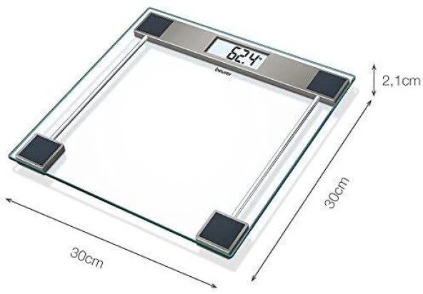 BEURER GS 11 DİJİTAL CAM BASKÜL TARTI TERAZİ BÜYÜK LCD EKRAN - 3