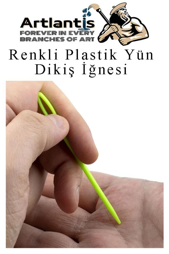 Renkli Plastik Yün İğnesi 9 cm 20 Adet Plastik Dikiş İğnesi Plastik Örgü Dikme İplik İğne Dokuma İğnesi - 5