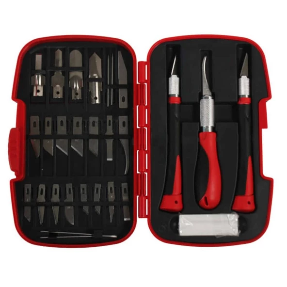 Hobi Bıçağı Seti 30 Parça Kretuar Plastik Kutulu ürün görseli