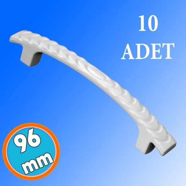 Sert Plastik Beyaz Çekmece Mobilya Mutfak Dolap Kulbu Kulpu Kulpları96 mm Kulp 10 ADET