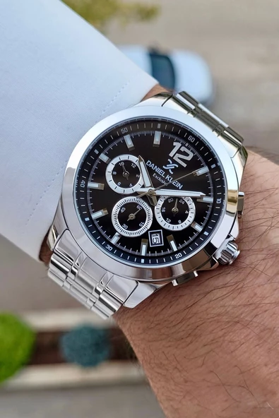 Daniel Klein DKISTE1234 Kadranı Siyah Kordonu Gümüş Renk İç Göstergeleri Aktif Erkek Kol Saati - Resim 3