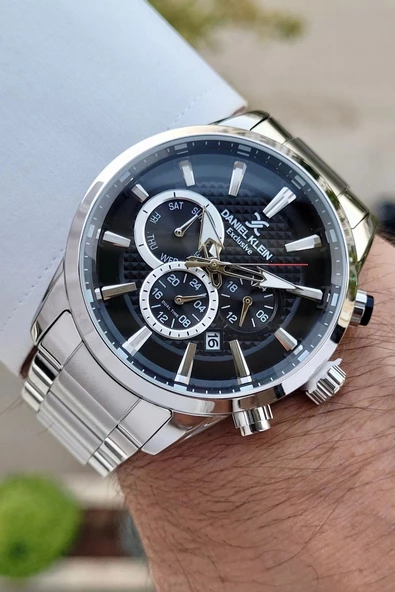 Daniel Klein DKISTE1240 Kadranı Siyah Renk İç Göstergeleri Aktif Hediye Paketli Erkek Kol Saati - Resim 3