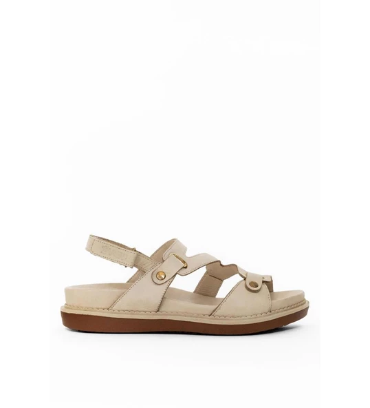 VENÜS 202090Y ORTOPEDİK KALIN TABAN DERİ KADIN SANDALET - 6