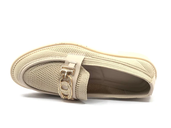 Feles Toka Taş Detaylı Triko Loafer Kadın Babet Ayakkabı - Resim 8