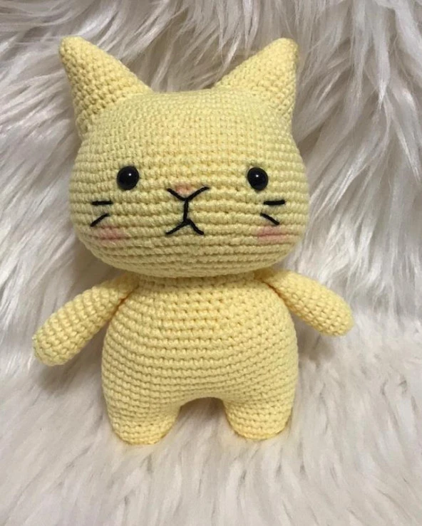 Sarı Miniş Pisi Uyku Arkadaşı Amigurumi Organik Oyuncak