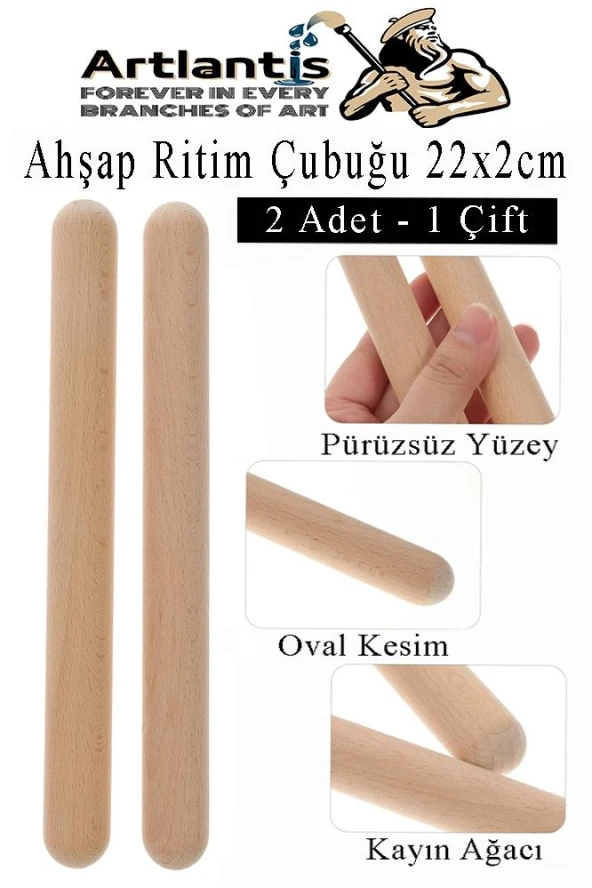 Ahşap Ritim Çubuğu 2 Adet 1 Çift Okul Öncesi Eğitici Anaokulu Ritim Tokmağı Çubukları Çocuk Etkinlik Perkusyon Müzik Aleti