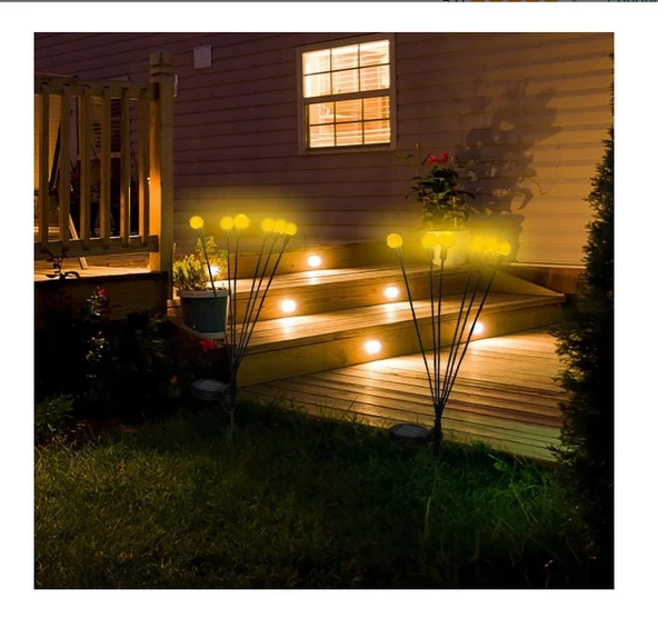 6 Led'li Güneş Enerjili Bahçe Çiti Aydınlatma Lamba (sarı) - 2